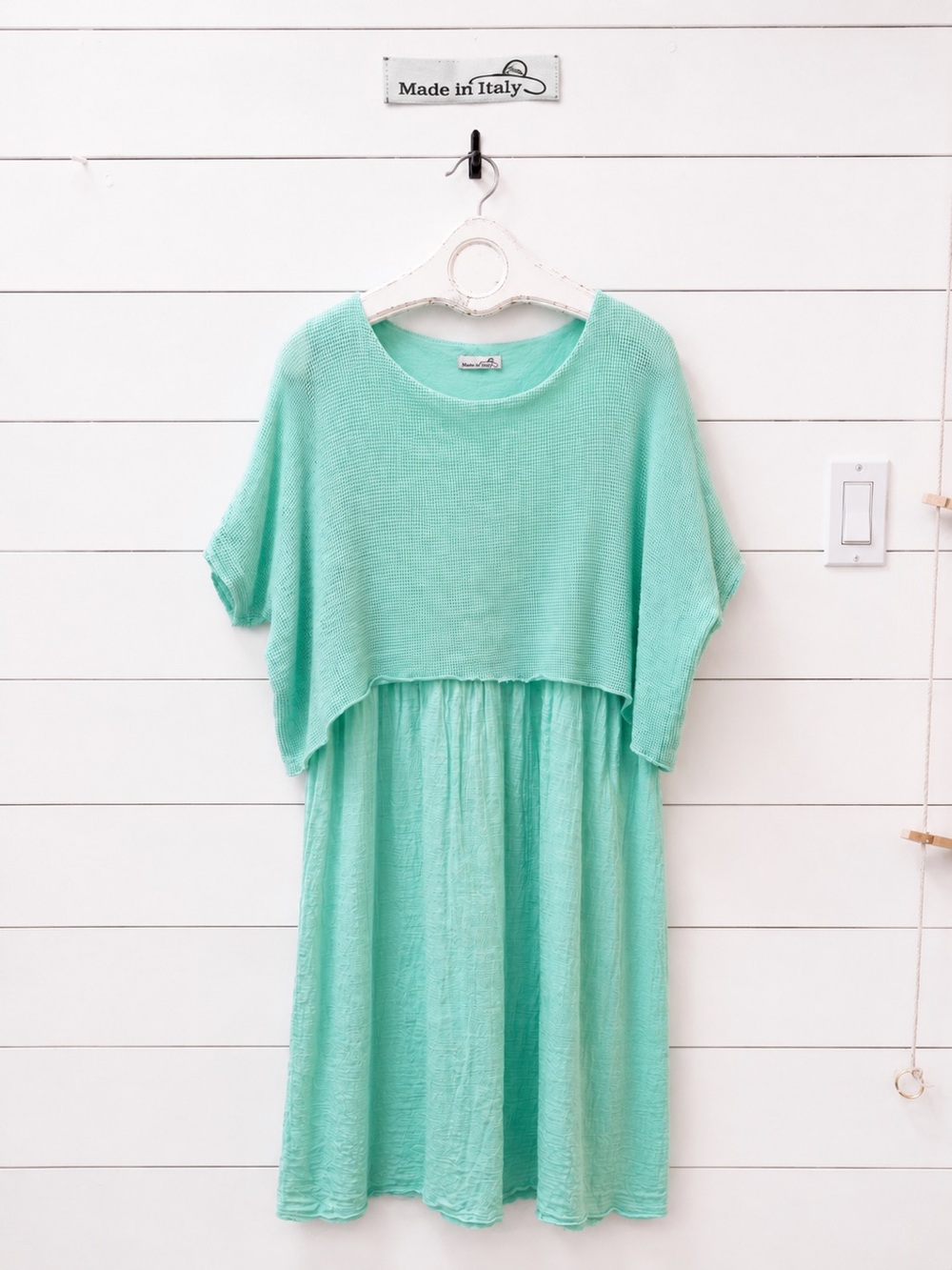ITALY Mint Green Layered Gauze Dress Estimated Size L/XL
